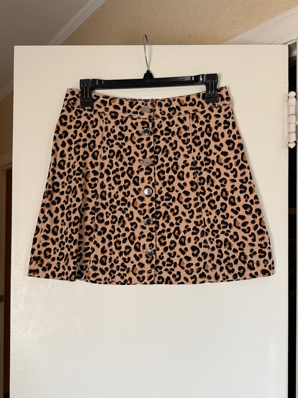 NWT Leopard Denim Mini Skirt | size US 6